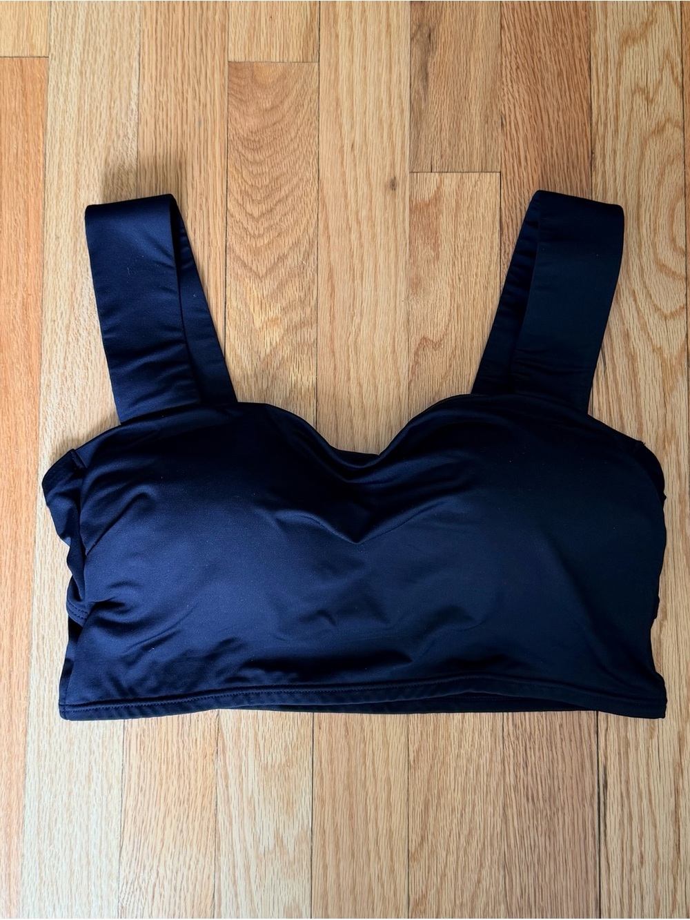 Lands' End Black Padded Swim Bra with Wide Straps
